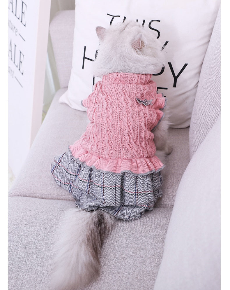Cat Puppy Outfit Pet Dress Coat Winter Soft Sweater Clothing Cutie Pets
