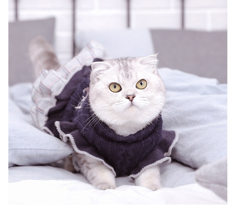 Cat Puppy Outfit Pet Dress Coat Winter Soft Sweater Clothing Cutie Pets
