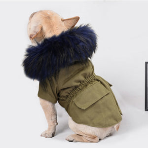 Warm Winter Dog Jacket Hooded Fur Pets Dogs Clothing