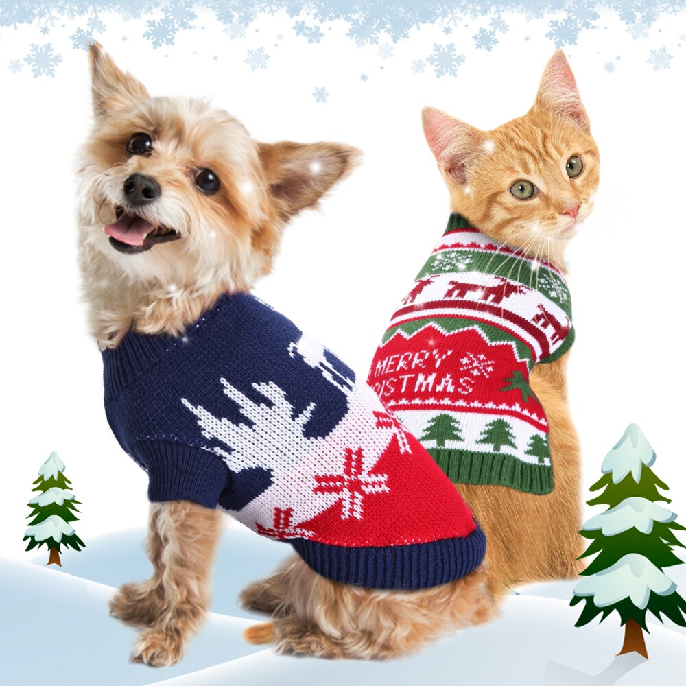 Christmas Pet Cat Sweater Winter Warm Clothes Cutie Pets