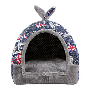 Flag Pattern Small Dog House Winter Warm Cat Bed Cutie Pets