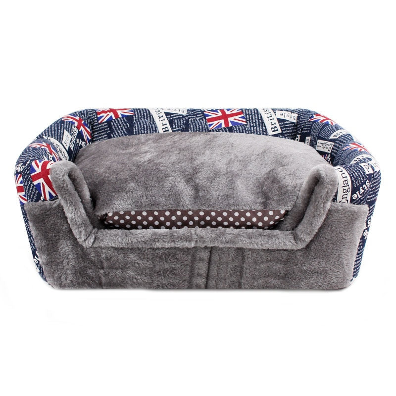 Flag Pattern Small Dog House Winter Warm Cat Bed Cutie Pets