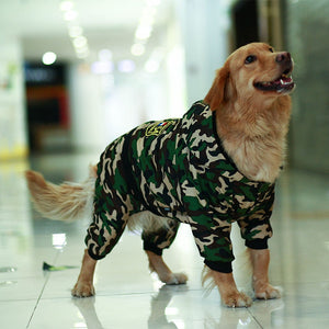 Camouflage Large Dog Clothes Winter Warm Chic Jumpsuit Hoodie Cutie Pets